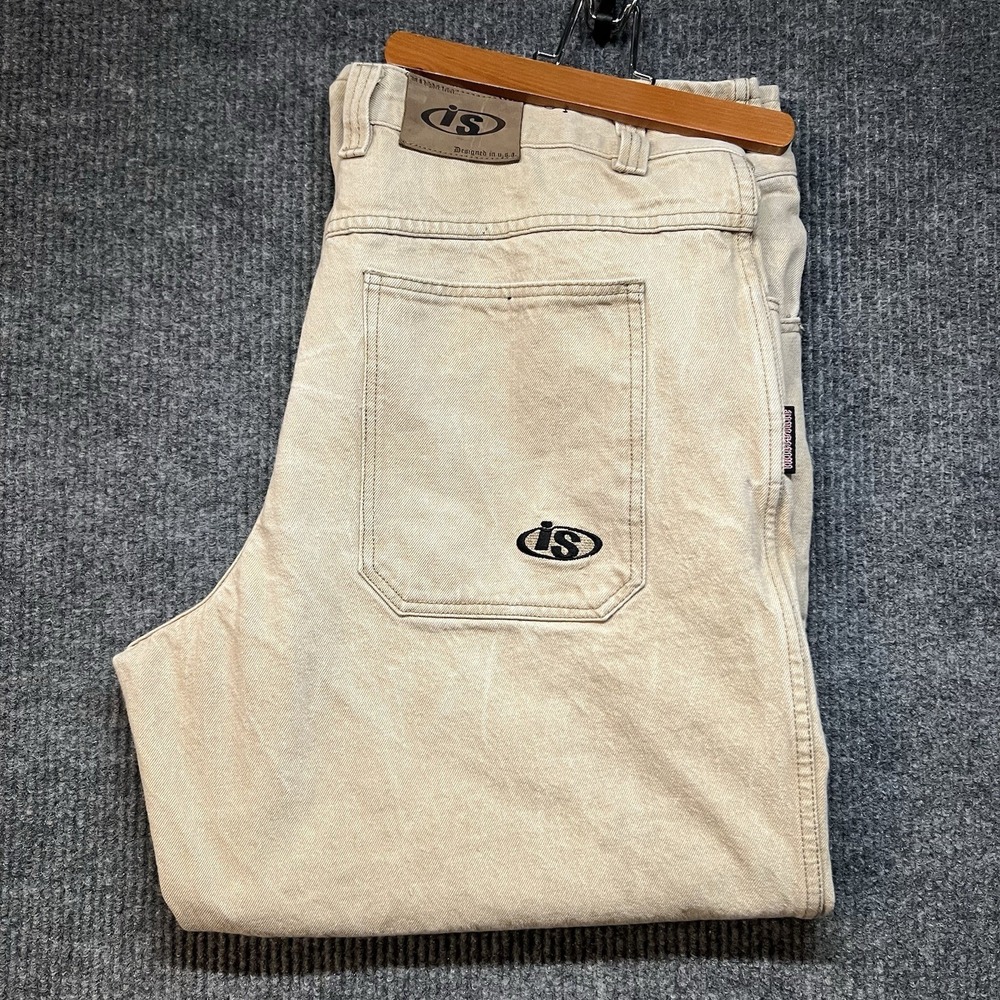Vintage Interstate Jeans Mens Size 40x30 Beige Baggy 90s Y2K‎ Skater Grunge Rave